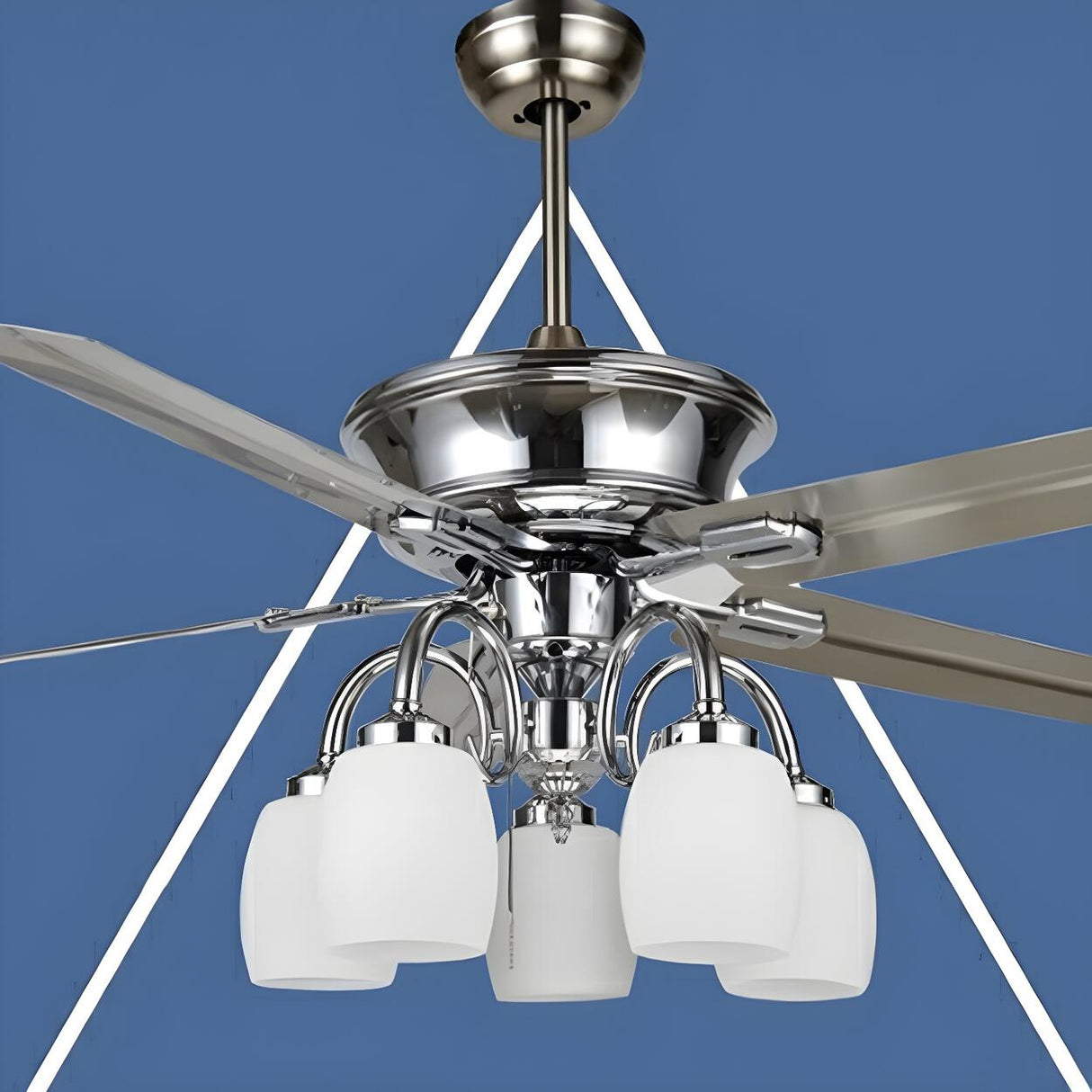 Modern Elegant Metal Flower Chandelier Fan with Light Image - 18