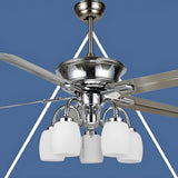 Modern Elegant Metal Flower Chandelier Fan with Light Image - 18