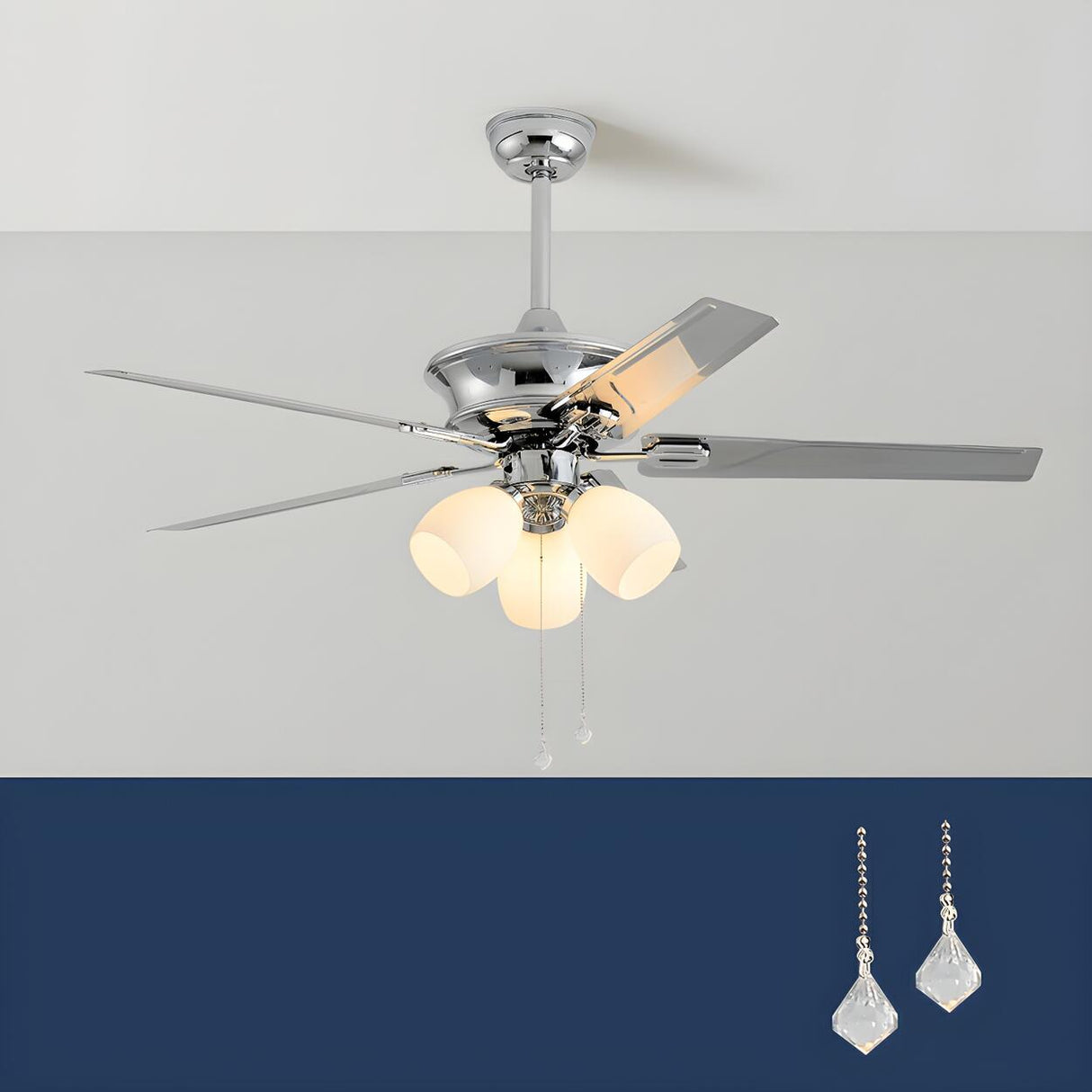 Modern Elegant Metal Flower Chandelier Fan with Light Image - 2