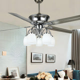 Modern Elegant Metal Flower Chandelier Fan with Light Image - 4