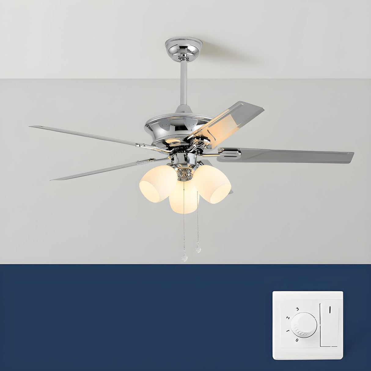 Modern Elegant Metal Flower Chandelier Fan with Light Image - 5