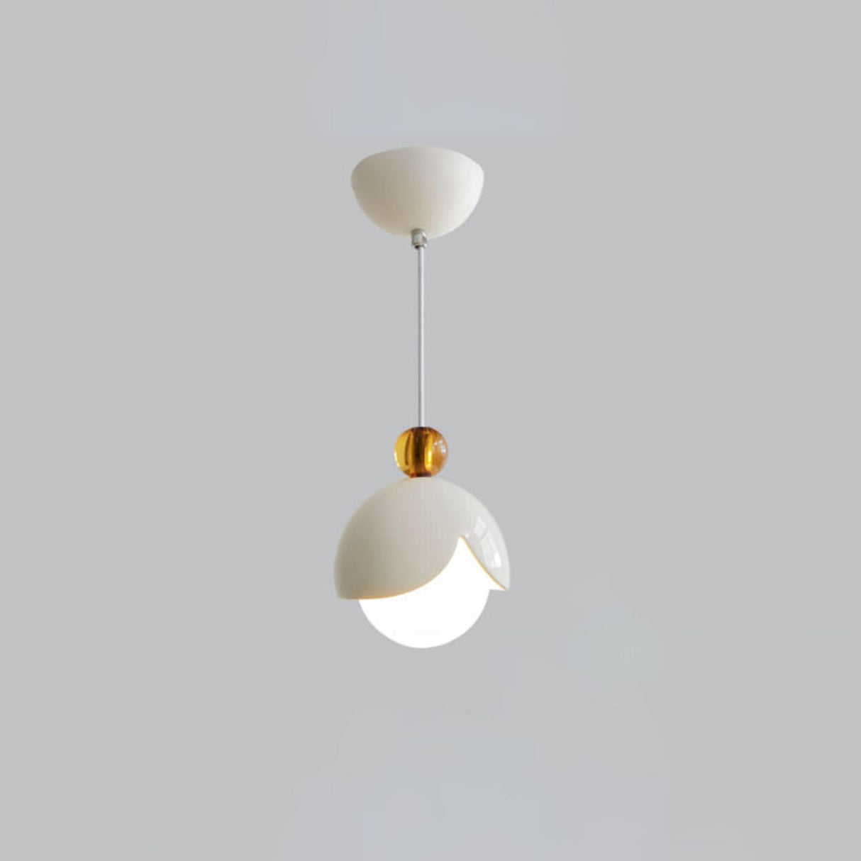 Modern Elegant Multicolor Globe White Glass Pendant Light Image - 5