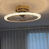 Modern Elegant Ring Crystal Ceiling Fan with LED Light Image - 3