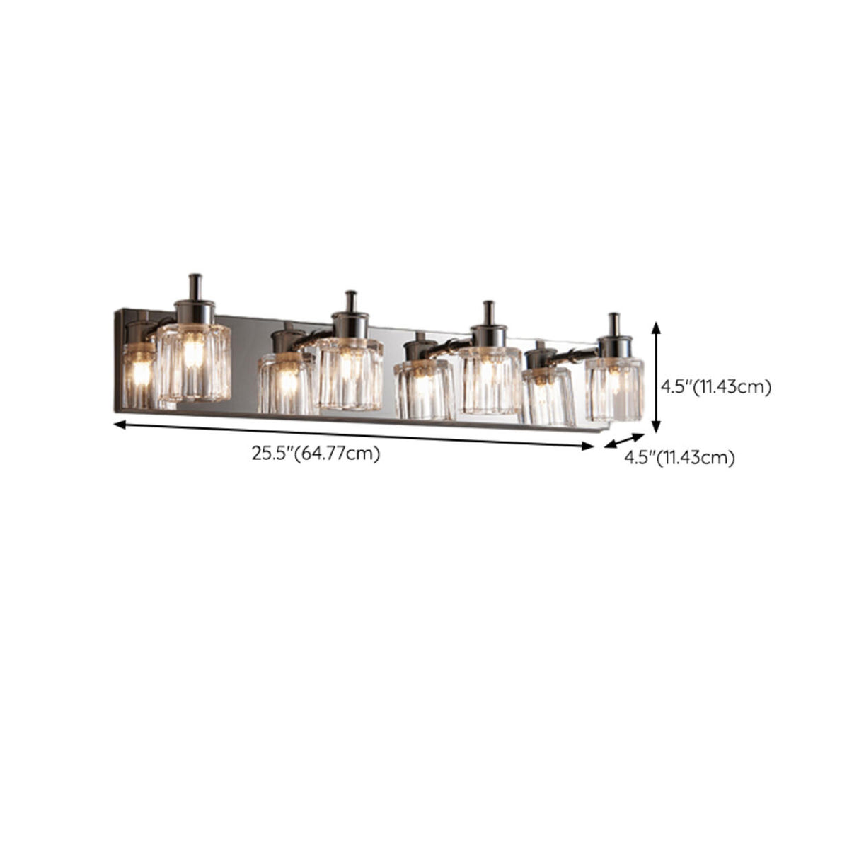 Modern Elegant Sliver 4-Light Vanity Fixture Light Image - 12