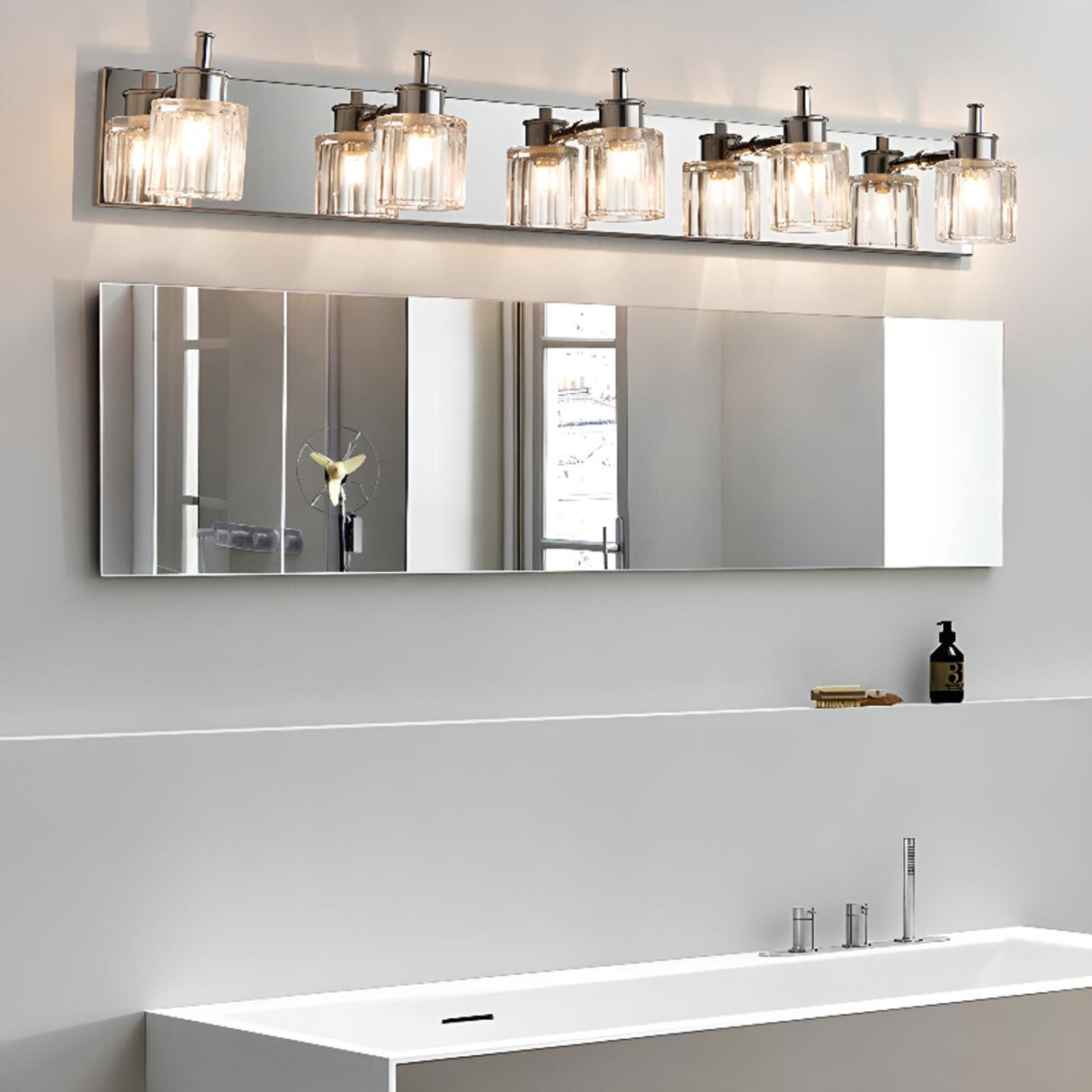 Modern Elegant Sliver 4-Light Vanity Fixture Light Image - 6