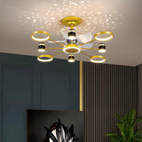 Modern Elegant Starburst Chandelier Fan with Lights Image - 13