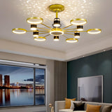 Modern Elegant Starburst Chandelier Fan with Lights Image - 14