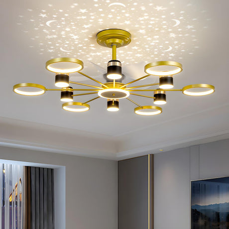 Modern Elegant Starburst Chandelier Fan with Lights Image - 2