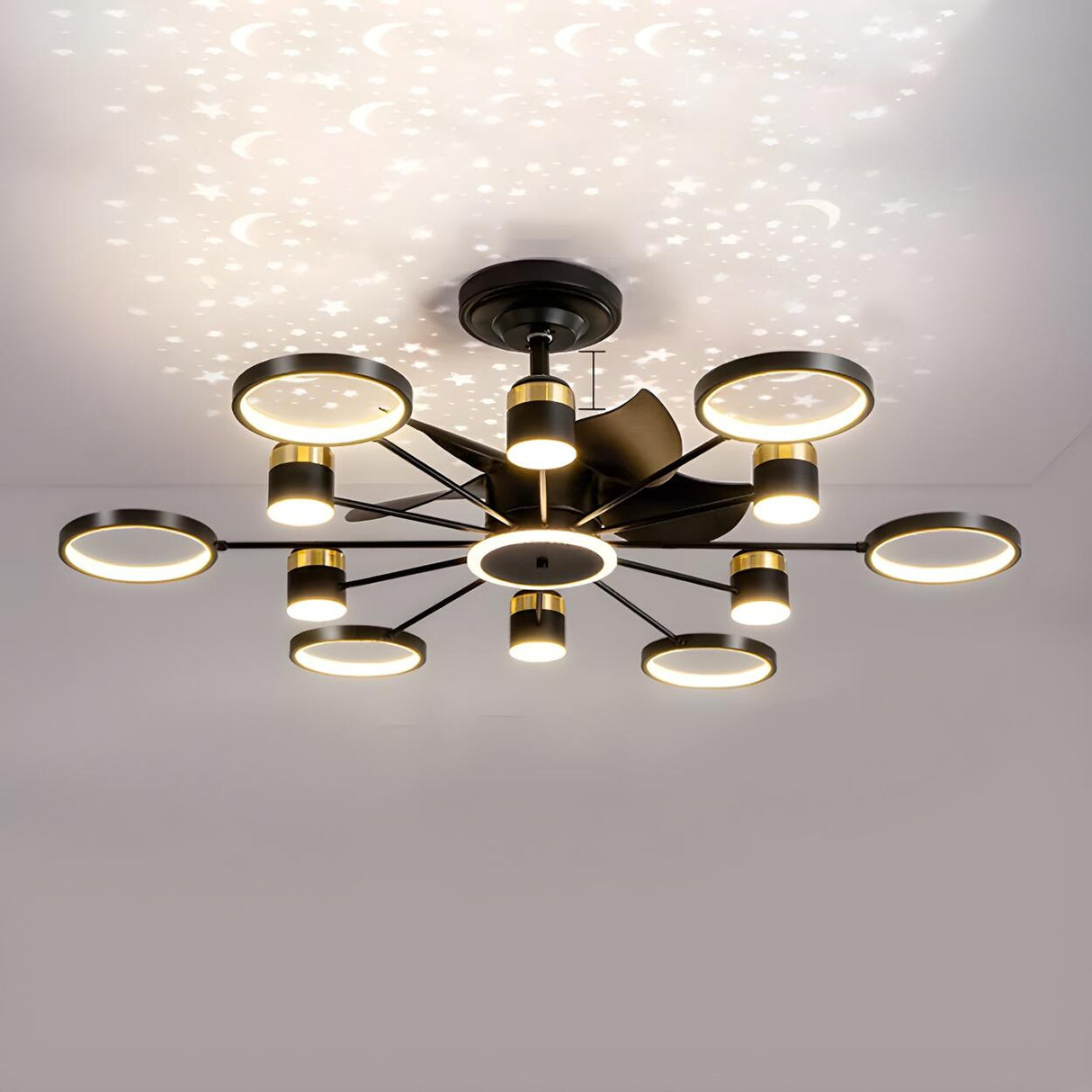 Modern Elegant Starburst Chandelier Fan with Lights Image - 6