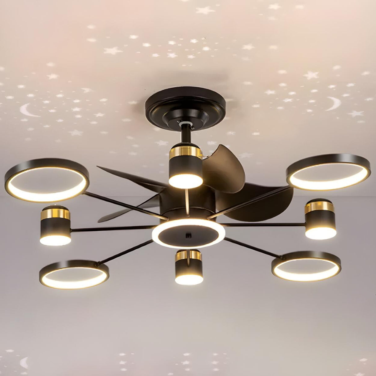 Modern Elegant Starburst Chandelier Fan with Lights Image - 8