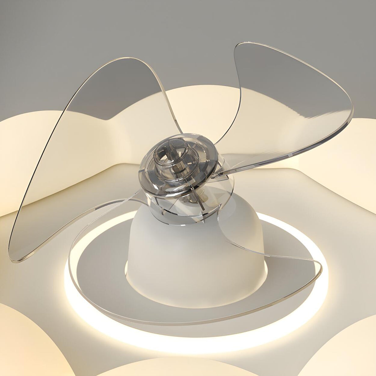 Modern Elegant White Cloud Shape Ceiling Fan with Light Image - 12