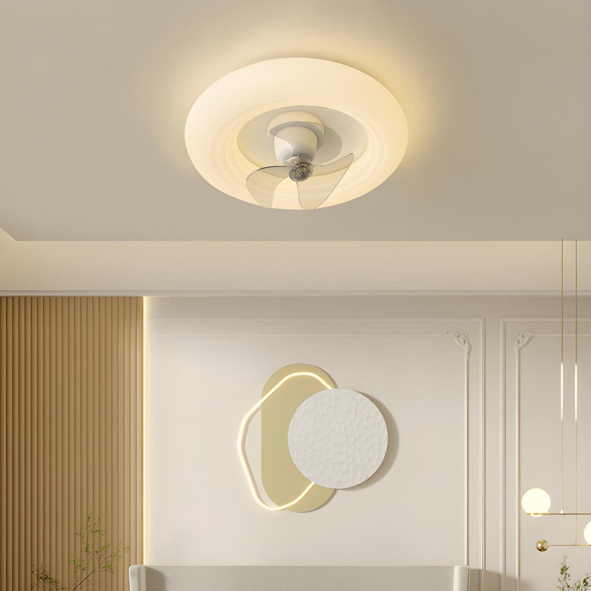 Modern Elegant White Cloud Shape Ceiling Fan with Light Image - 14