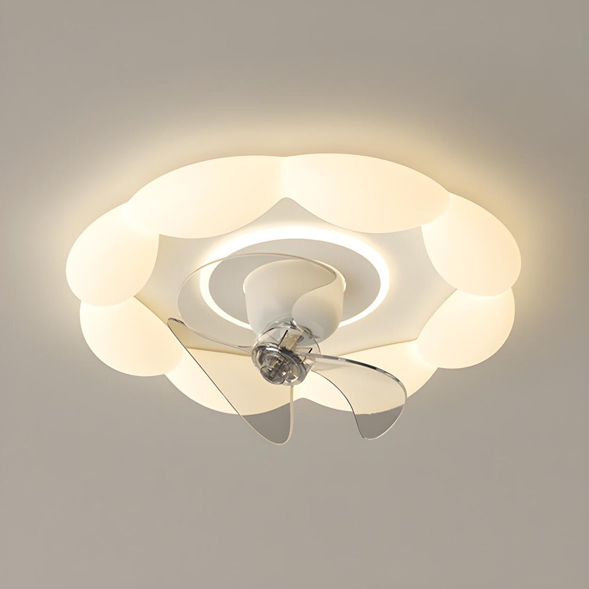 Modern Elegant White Cloud Shape Ceiling Fan with Light Image - 3