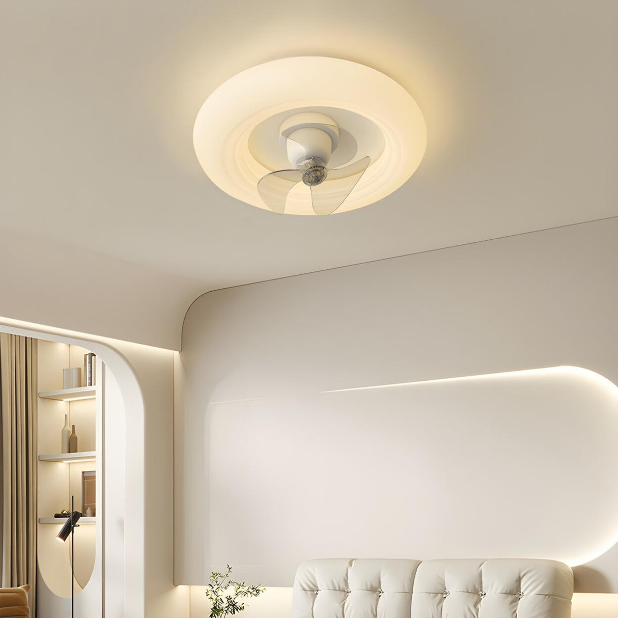 Modern Elegant White Cloud Shape Ceiling Fan with Light Image - 6