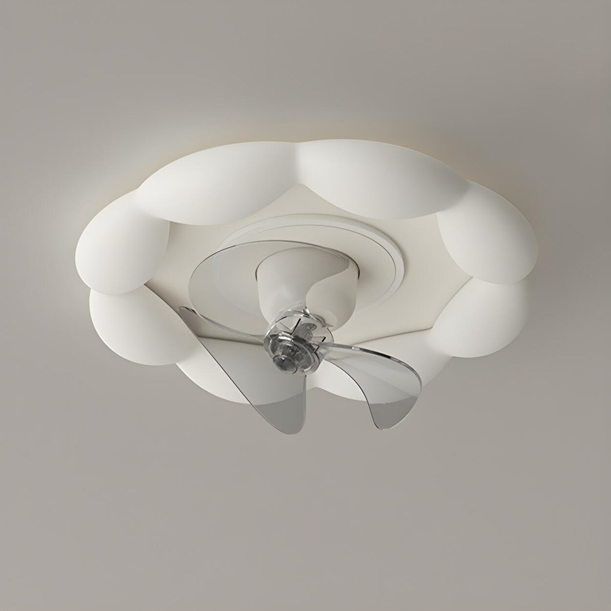 Modern Elegant White Cloud Shape Ceiling Fan with Light Image - 9