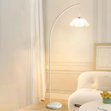 Modern Elegant White Flower Metal Arc Floor Lamp Image - 18