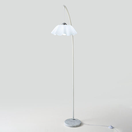 Modern Elegant White Flower Metal Arc Floor Lamp Image - 2