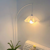 Modern Elegant White Flower Metal Arc Floor Lamp Image - 4