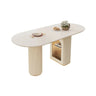 Modern Elegant White Stone Top Extendable Oval Dining Table Image - 3