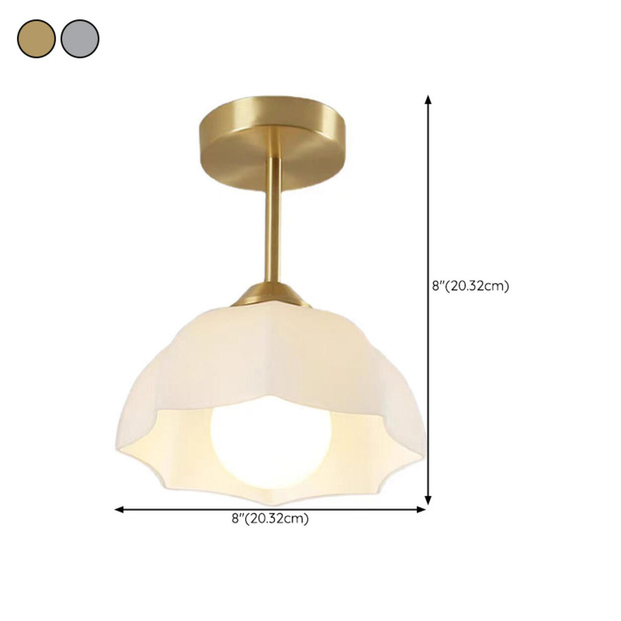 Modern Entrance Flower Coppery Semi-Flush Mount Light 