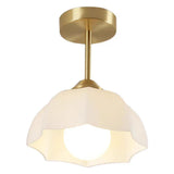 Modern Entrance Flower Coppery Semi-Flush Mount Light Image - 7