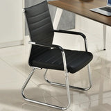 Modern Ergonomic Leather Chrome Base Office Chairs Image - 4