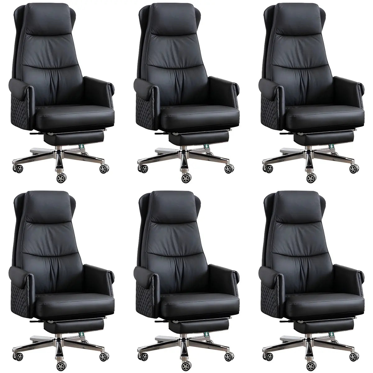 Modern Ergonomic Leather Office Chair with Wheels Image - 16