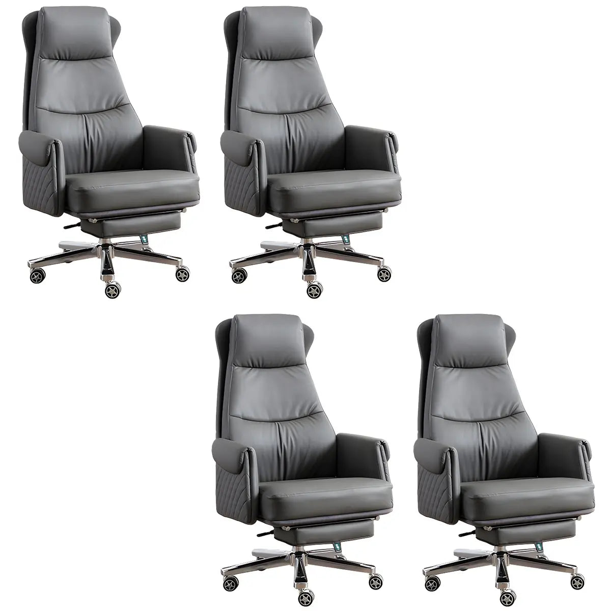 Modern Ergonomic Leather Office Chair with Wheels Image - 22