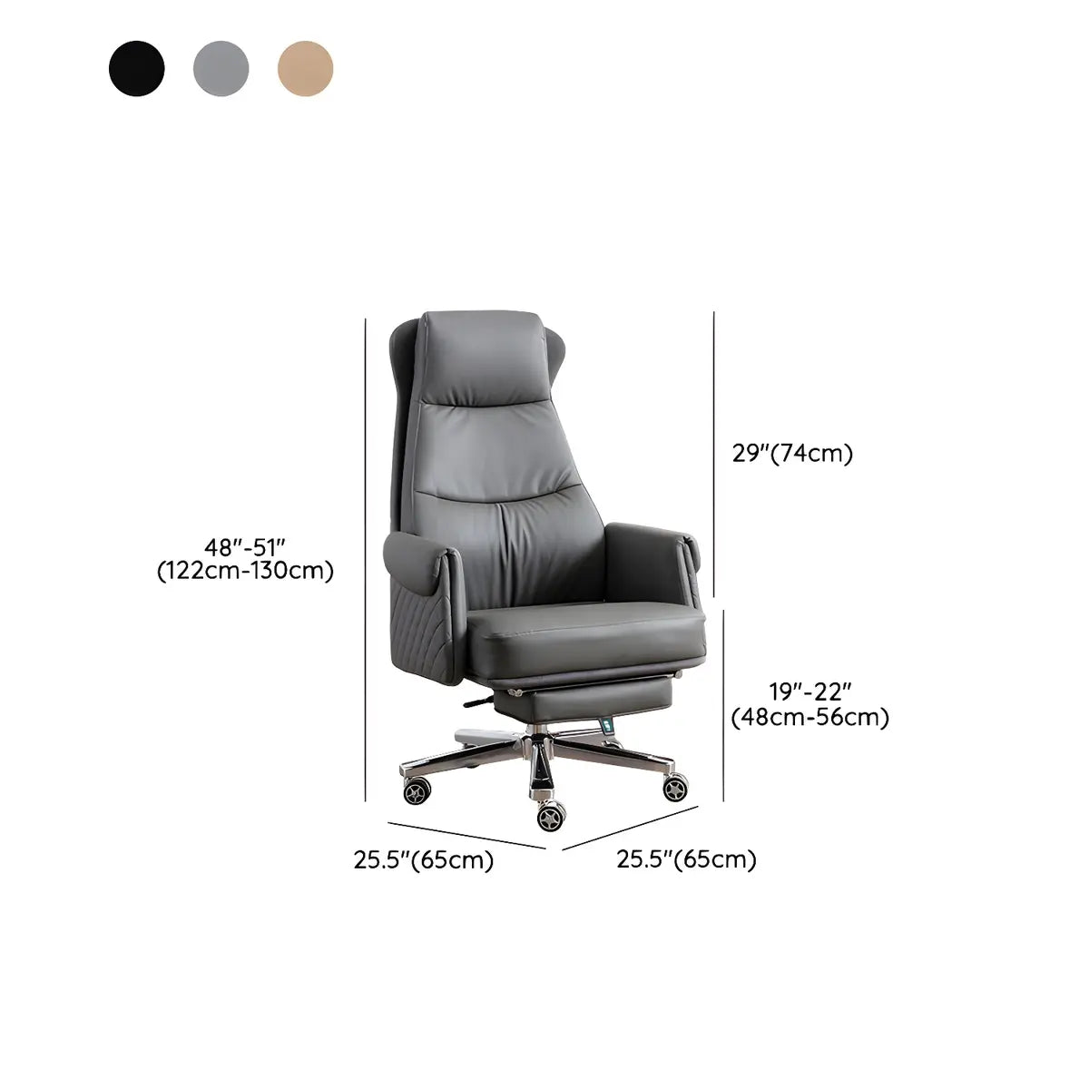 Modern Ergonomic Leather Office Chair with Wheels 