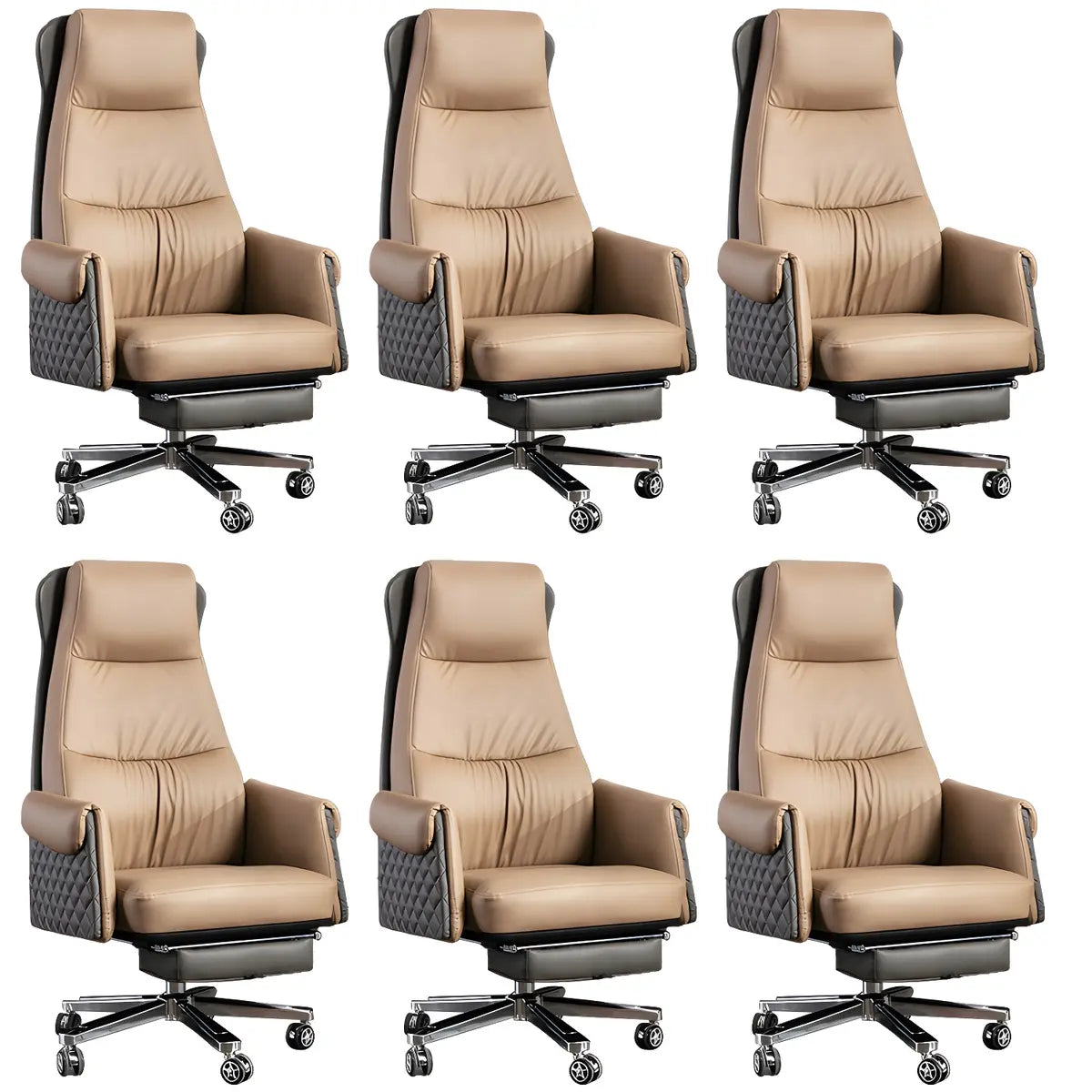 Modern Ergonomic Leather Office Chair with Wheels Image - 7