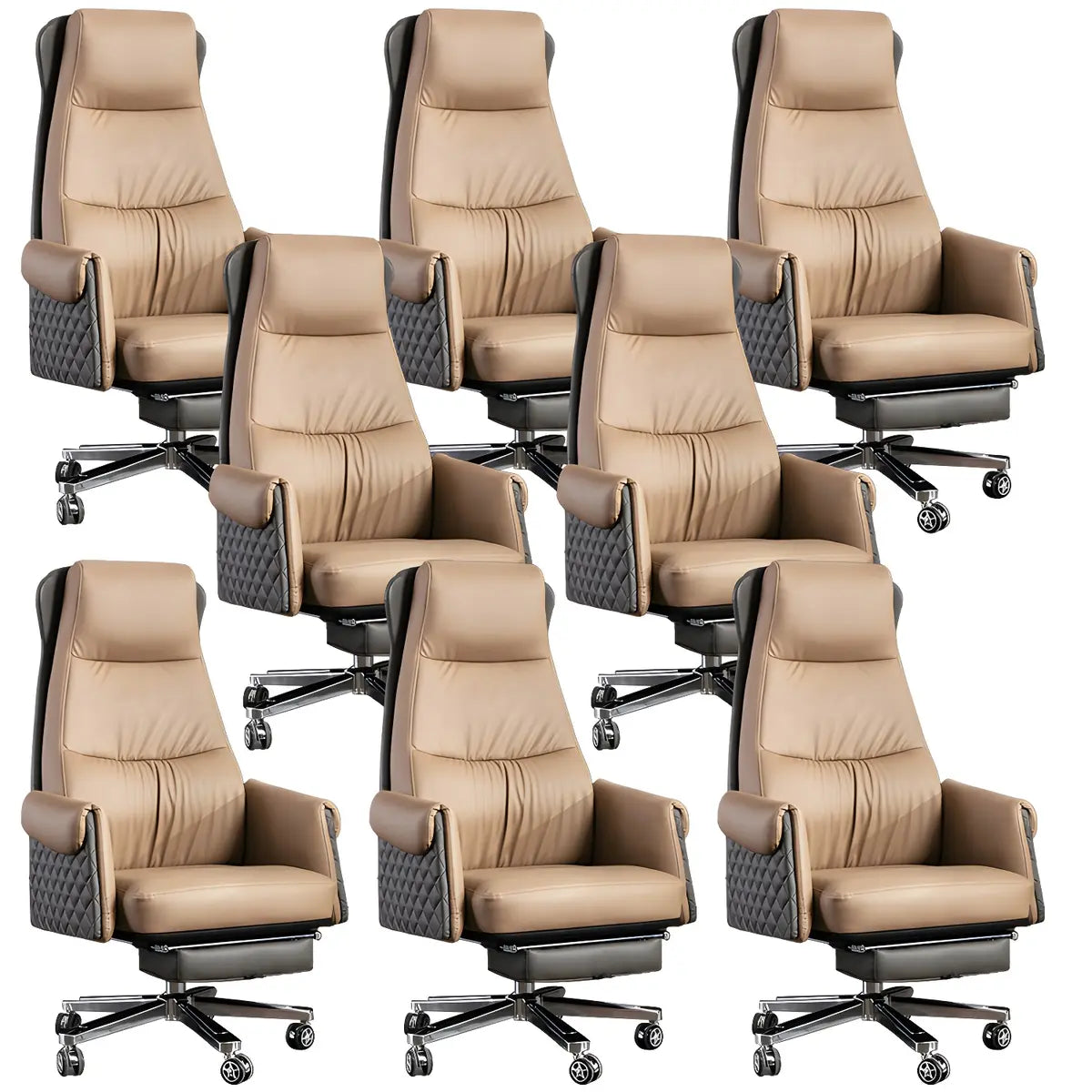 Modern Ergonomic Leather Office Chair with Wheels Image - 9