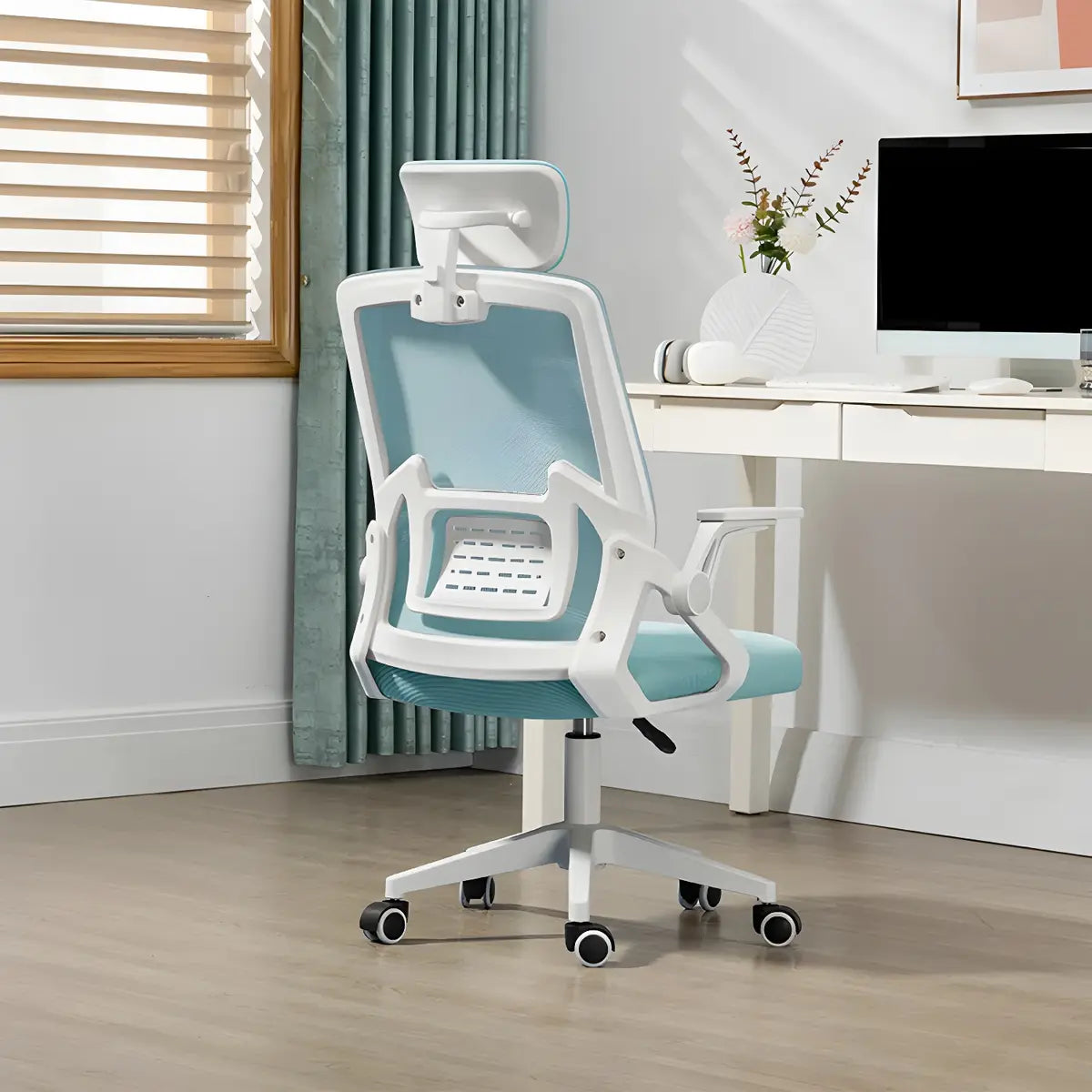 Modern Ergonomic Mesh Blue Adjustable Back Office Chair Image - 18