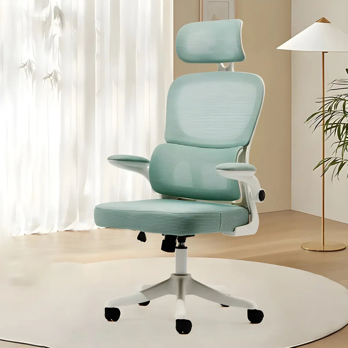 Modern Ergonomic Mesh Blue Adjustable Back Office Chair Image - 9