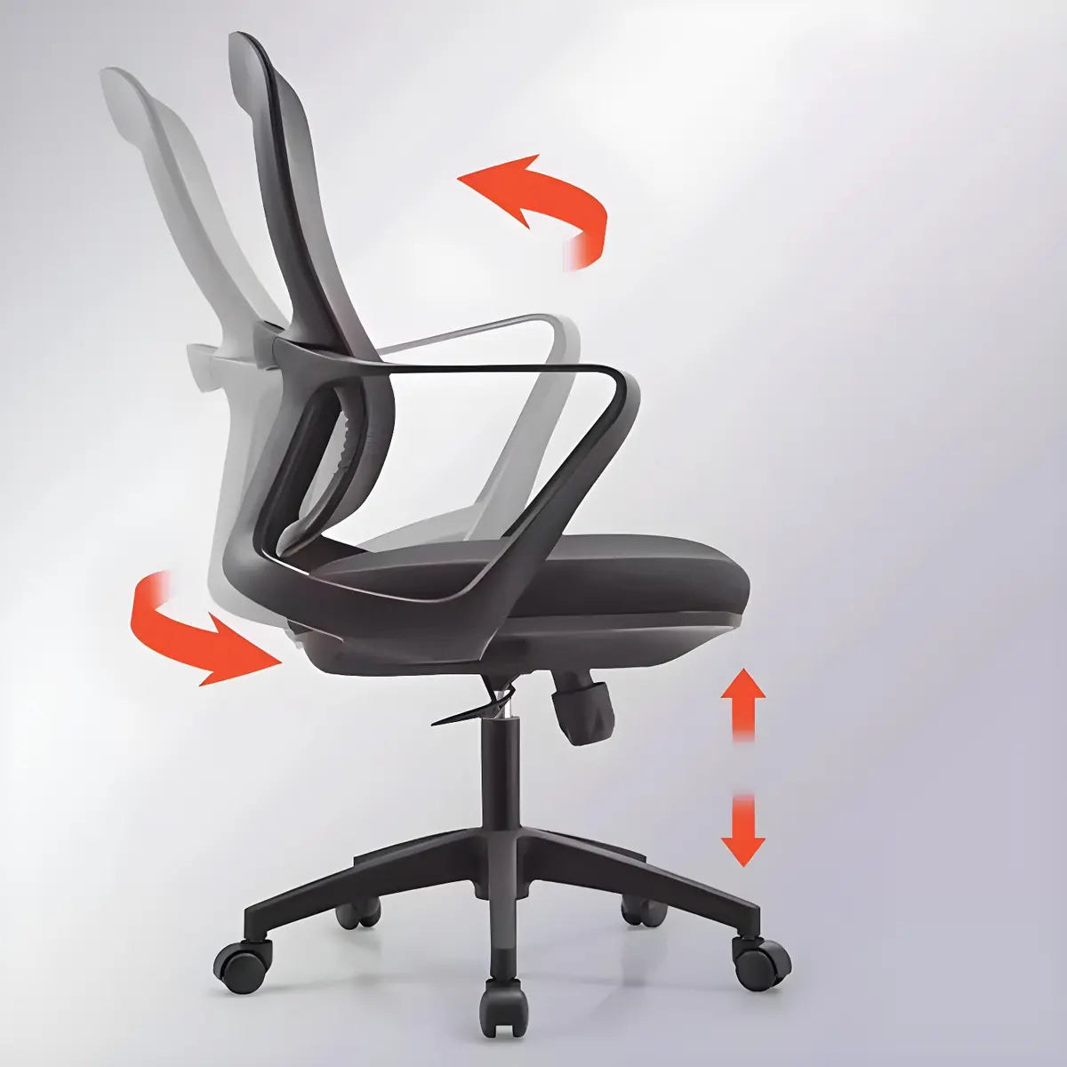 Modern Ergonomic Mesh Home Adjustable Grey Office Chair Image - 8