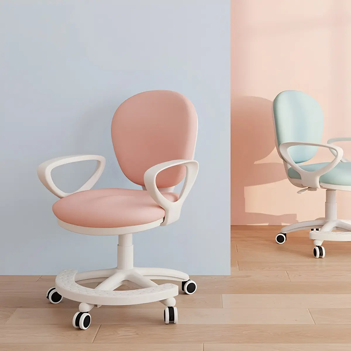 Modern Ergonomic Mesh Swivel Base Pink Office Chair Image - 4