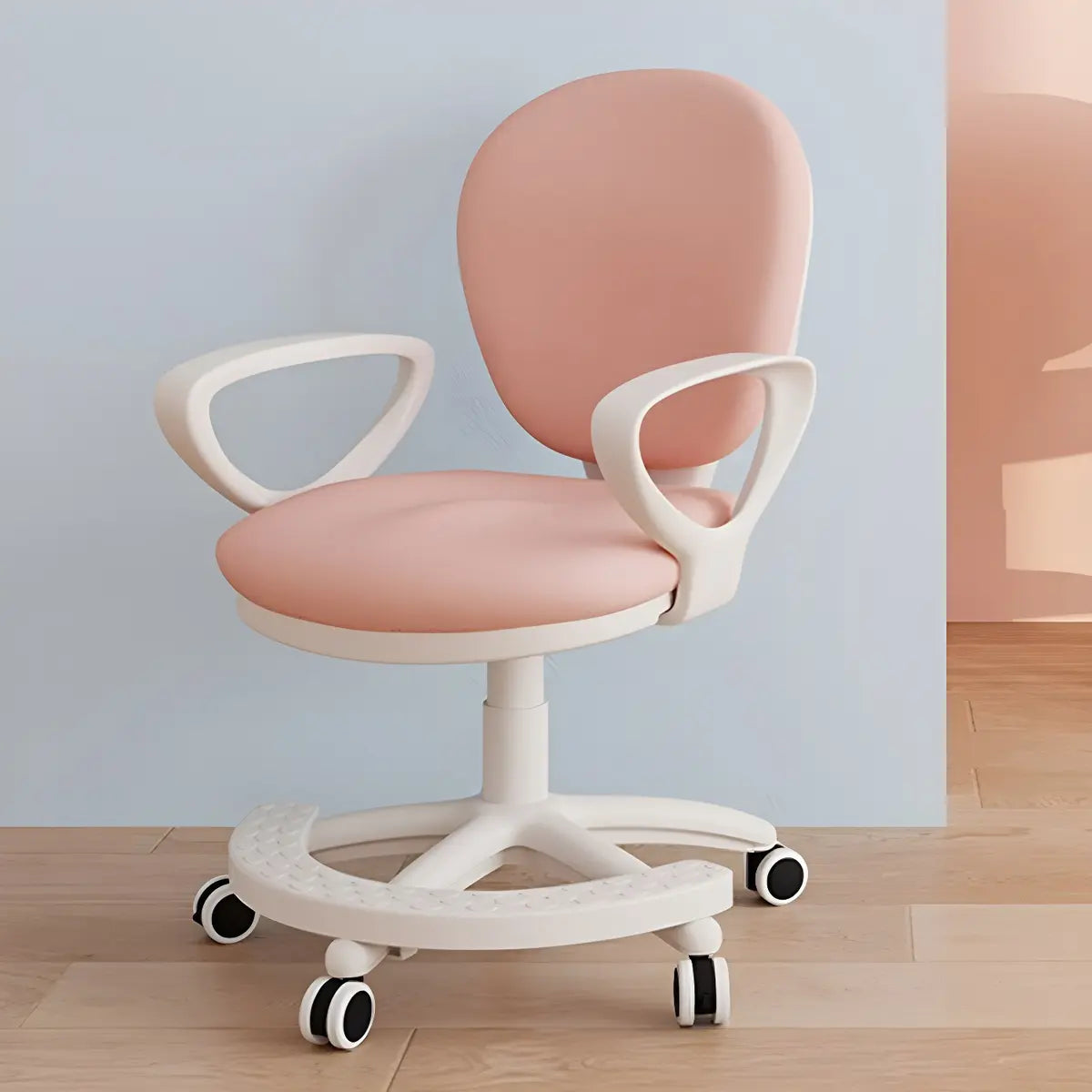 Modern Ergonomic Mesh Swivel Base Pink Office Chair Image - 5