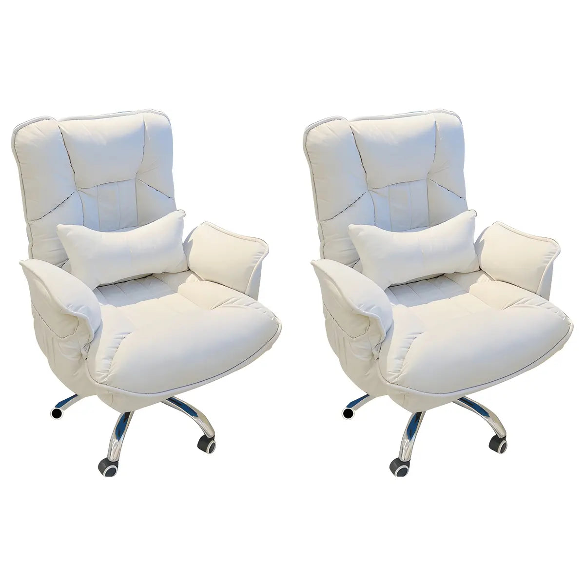 Modern Ergonomic Recliner Ivory Adjustable Office Chair Image - 21