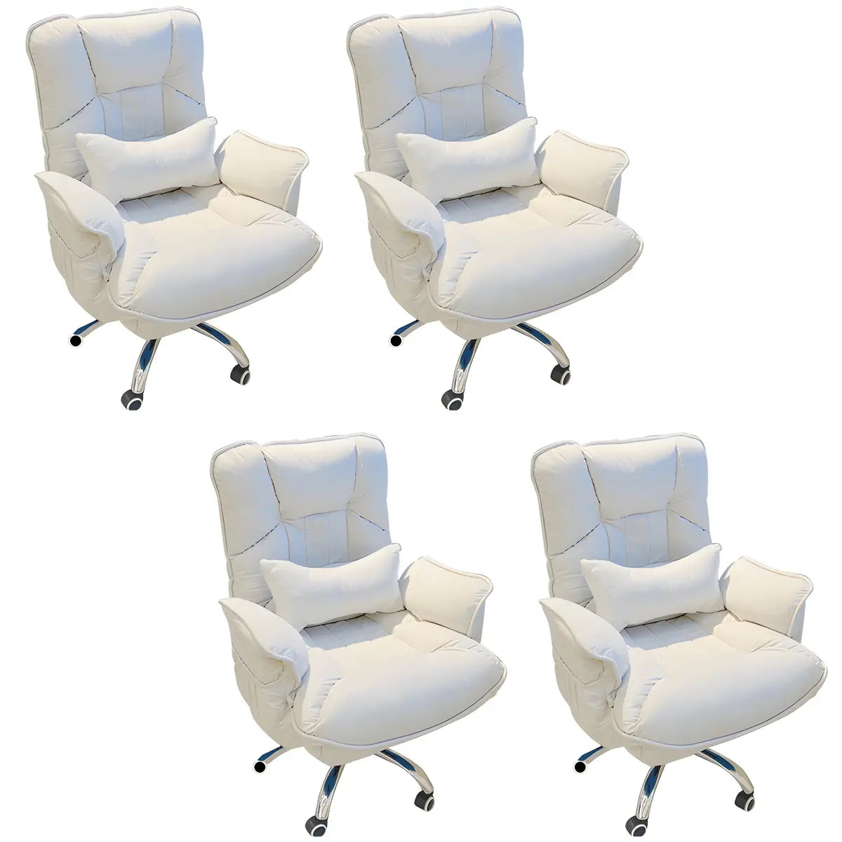 Modern Ergonomic Recliner Ivory Adjustable Office Chair Image - 22