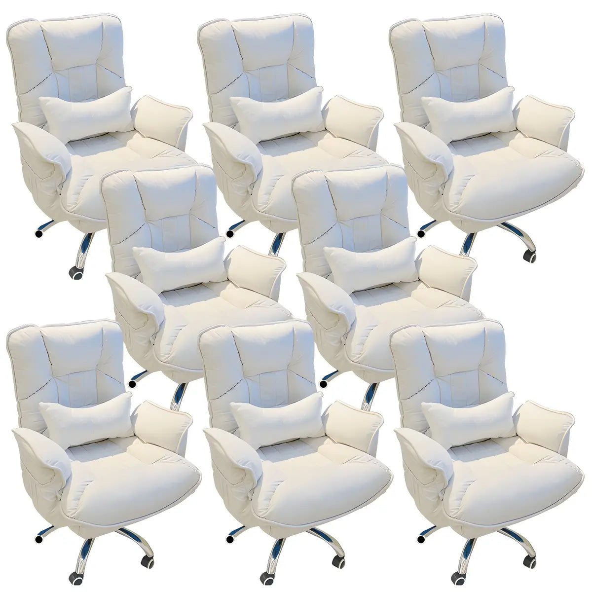 Modern Ergonomic Recliner Ivory Adjustable Office Chair Image - 24