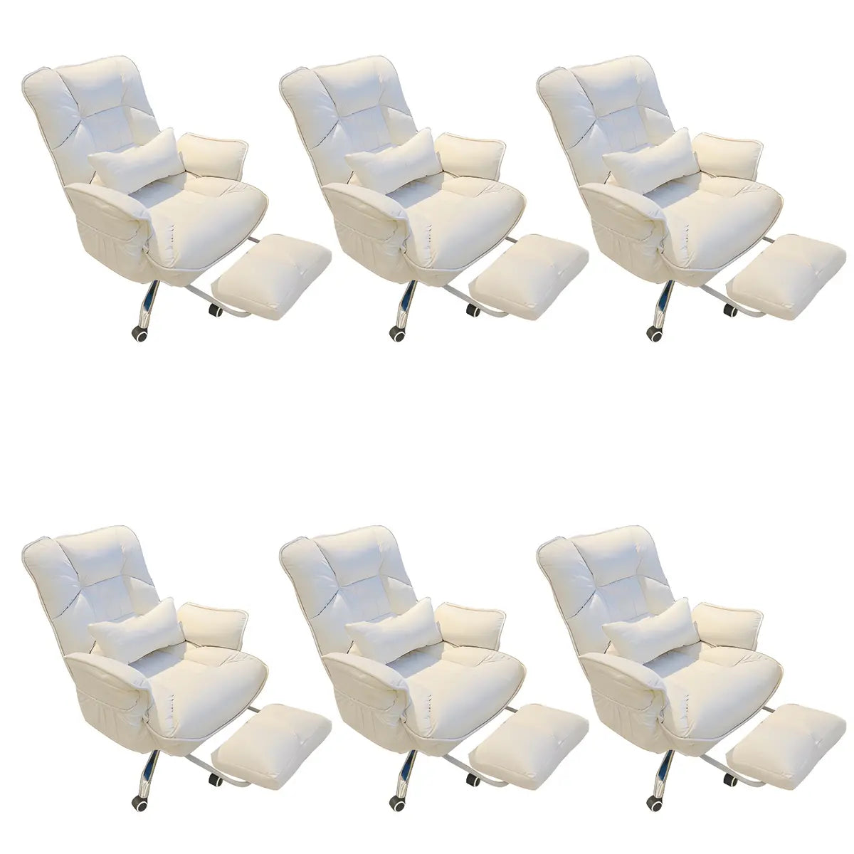 Modern Ergonomic Recliner Ivory Adjustable Office Chair Image - 37