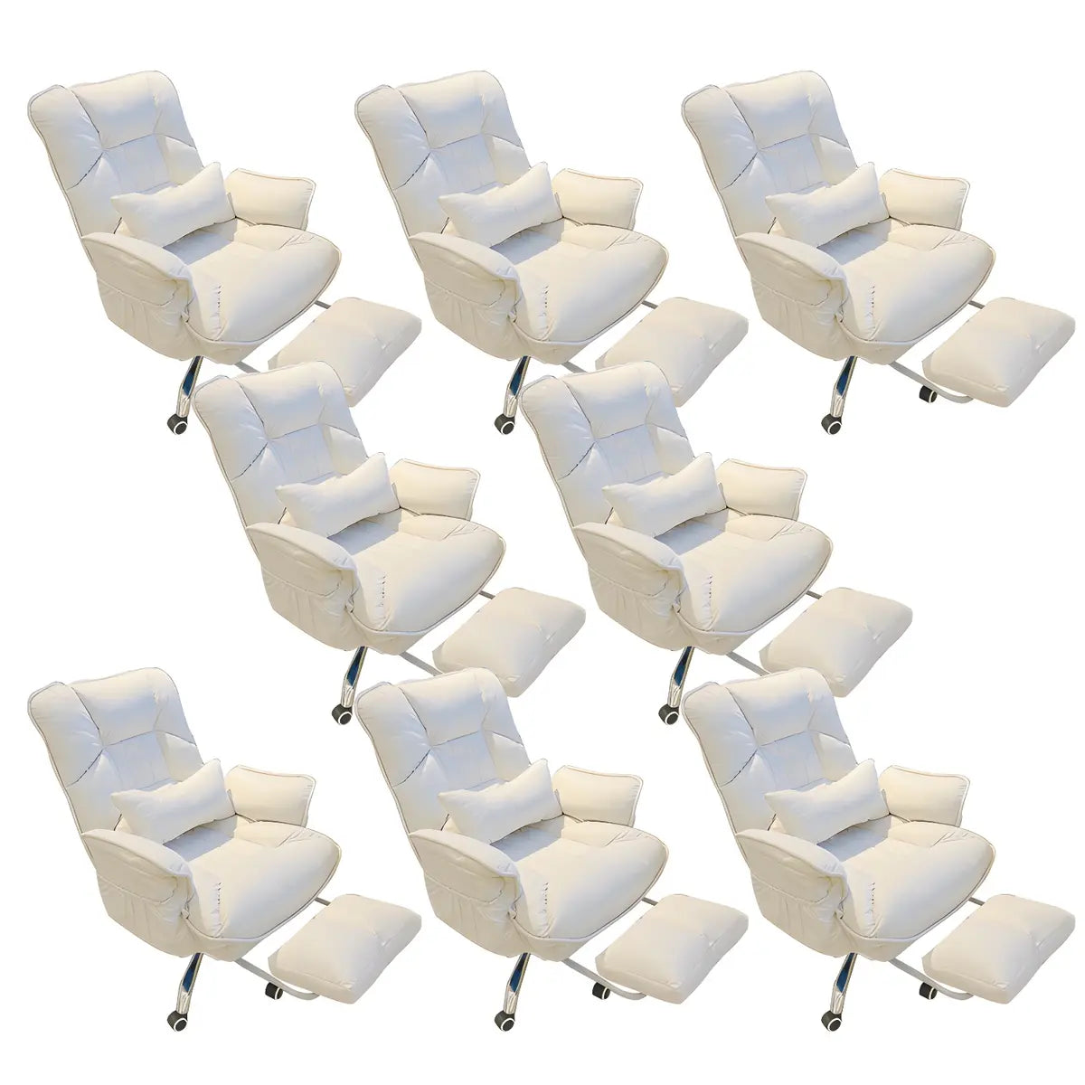 Modern Ergonomic Recliner Ivory Adjustable Office Chair Image - 38