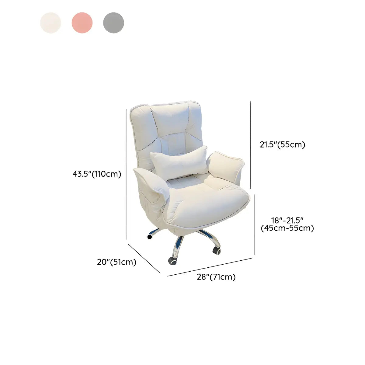 Modern Ergonomic Recliner Ivory Adjustable Office Chair Image - 40