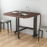 Modern Extendable Rectangular Wood Metal Dining Table Black Image - 1