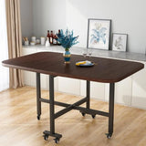 Modern Extendable Rectangular Wood Metal Dining Table Black Image - 13