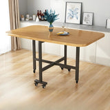 Modern Extendable Rectangular Wood Metal Dining Table Black Image - 3