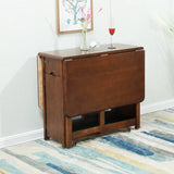 Modern Extendable Storage Rectangle Rubberwood Dining Table Image - 9