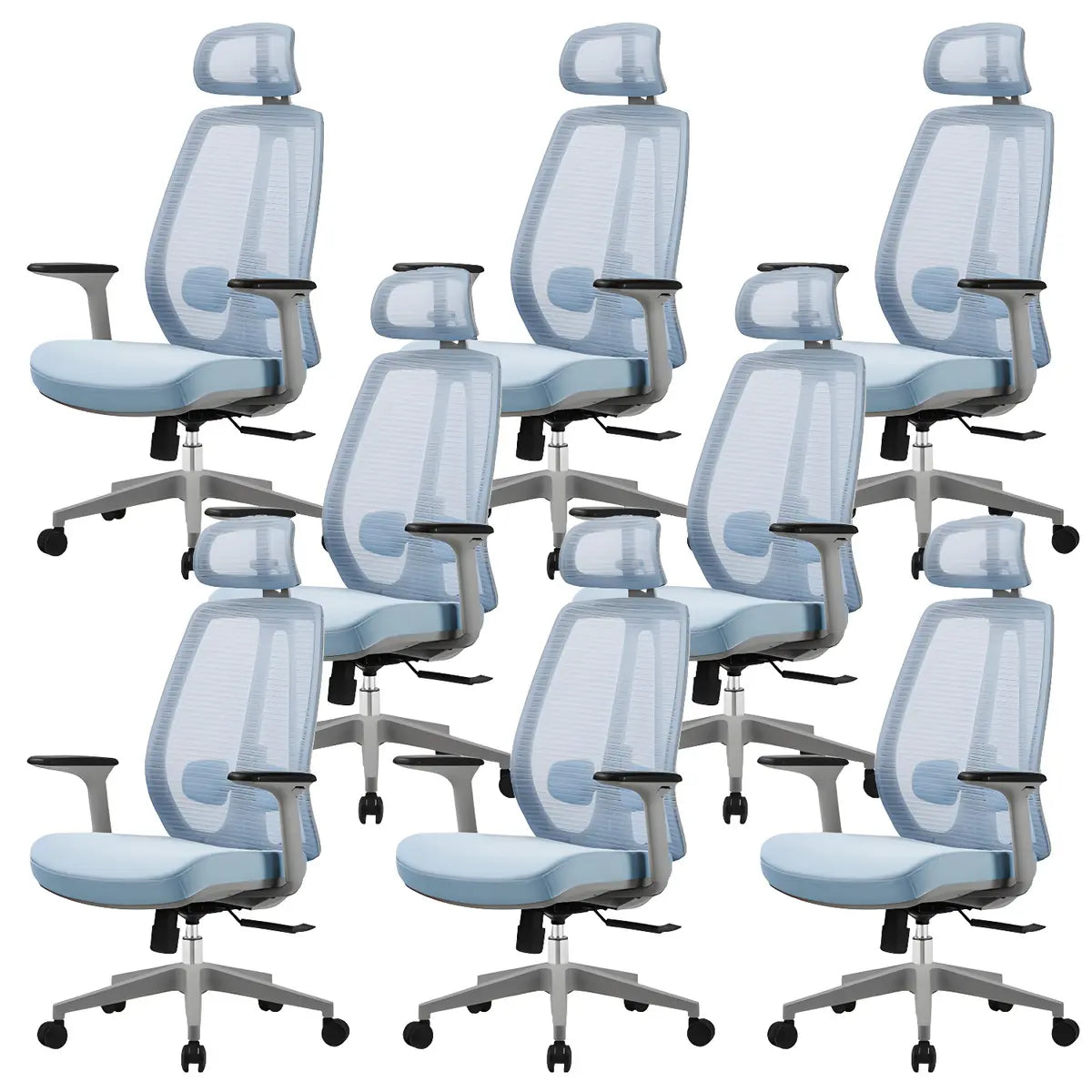 Modern Fabric Adjustable Wheels Ergonomic Office Chair Image - 10