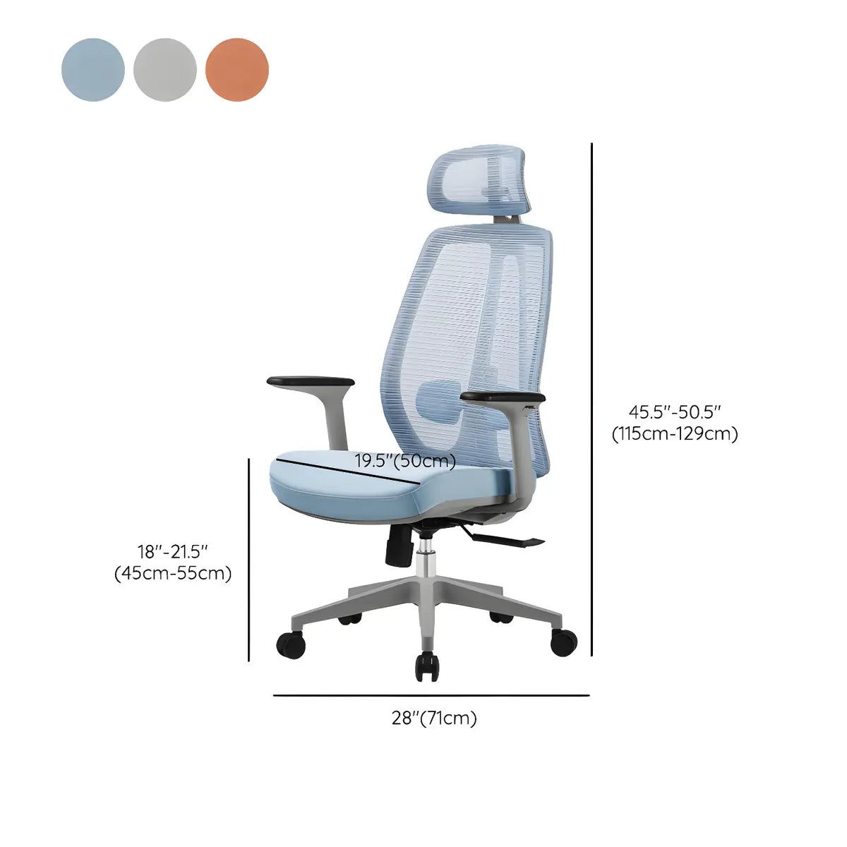 Modern Fabric Adjustable Wheels Ergonomic Office Chair 