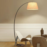 Modern Fabric Barrel Arched Standing Floor Lamp Image - 1