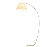 Modern Fabric Barrel Shade Curved Metal Floor Lamp Image - 3